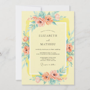 Waldkoralle Aqua-Blüten-Hochzeit Einladung
