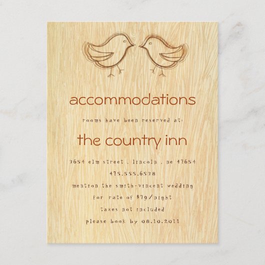 Waldkorn mit Sketch-Info-Karte für Liebesvögel Begleitkarte (Vorderseite)