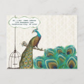 Waldkorngitter PfauenBirdcage Save the Date Ankündigungspostkarte (Rückseite)