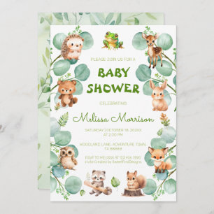 Waldkreaturen - Baby-Boy-Dusche Einladung