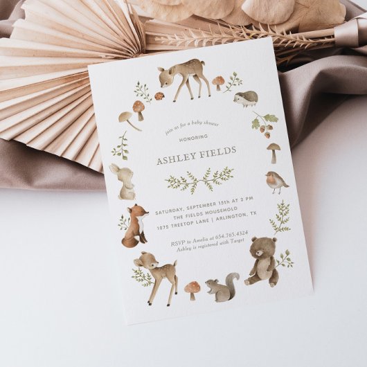 Waldkreaturen - Baby-Dusche Einladung