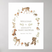 Waldkreaturen - Baby-Dusche willkommen Poster (Vorne)