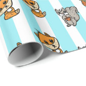Waldkreaturen, Focken, Eichhörnchen, Blaues Schaf Geschenkpapier (Rolleneckpunkt)