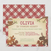 Waldkreaturen Geburtstagspartei Einladung (Vorne/Hinten)