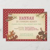 Waldkreaturen Geburtstagspartei Einladung (Vorne/Hinten)