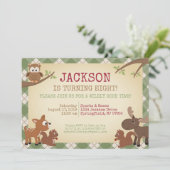 Waldkreaturen Geburtstagspartei Einladung (Stehend Vorderseite)