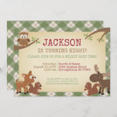 Waldkreaturen Geburtstagspartei Einladung (Vorne/Hinten)