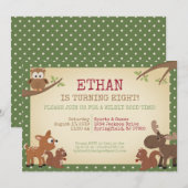 Waldkreaturen Geburtstagspartei Einladung (Vorne/Hinten)
