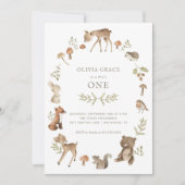 Waldkreaturen Wildtiere einen Geburtstag Einladung (Vorderseite)