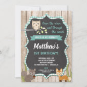 Waldland 1. Geburtstag Einladung Junge (Vorderseite)