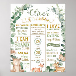 Waldland 1. Geburtstag Meilenstein Geburtsstände Poster