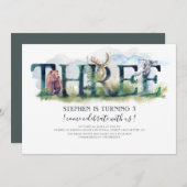 Waldland 3 - 3. Geburtstag Einladung (Vorne/Hinten)