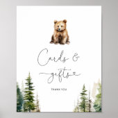 Waldland Bär Kiefernbäume Karten und Geschenkzeich Poster (Vorne)
