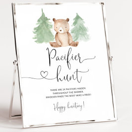 Waldland Bär Schnuller Jagd Baby Dusche Spiel Poster