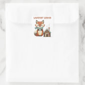 Waldland bezaubernder Fuchs mit Kaffee Beste Wünsc Quadratischer Aufkleber (Tasche)