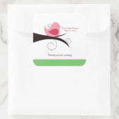 Waldland Birdie (rosa) SQUARE Gefälligkeitsaufkleb Quadratischer Aufkleber (Tasche)