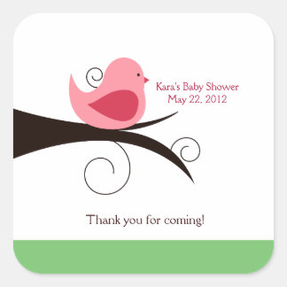 Waldland Birdie (rosa) SQUARE Gefälligkeitsaufkleb Quadratischer Aufkleber