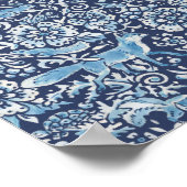 Waldland Blauer Weißer Tierwald Fox Rabbit Bird Poster (Ecke)