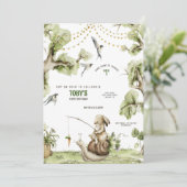 Waldland Bunny Rabbit Fishing Birthday Party Invit Einladung (Stehend Vorderseite)