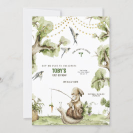 Waldland Bunny Rabbit Fishing Birthday Party Invit Einladung