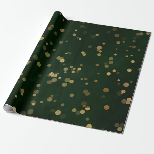 Waldland Cali Deep Green Forest Golden Confetti Geschenkpapier (Ungerollt)