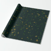 Waldland Cali Deep Green Stars Wald Gold Geschenkpapier (Ungerollt)