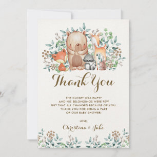 Waldland dankt Ihnen, Babyparty-Geburtstag zu Dankeskarte