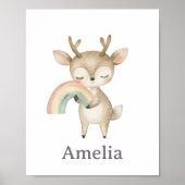 Waldland Deer umarmt ein Boho Rainbow Niedliches K Poster (Vorne)