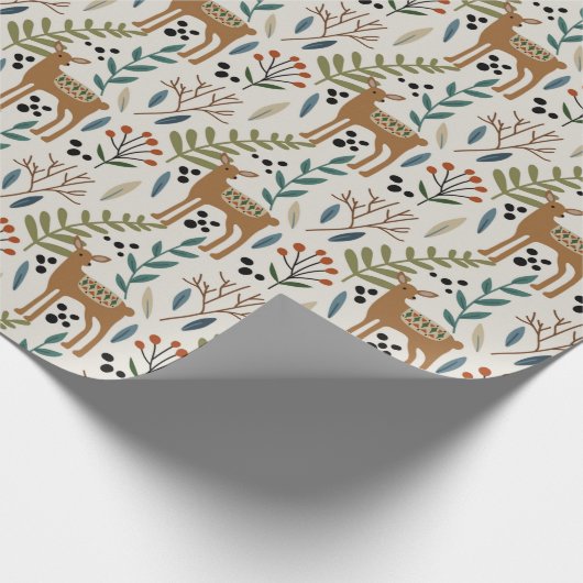 Waldland Earth Tones Deer Pattern Geschenkpapier (Ecke)