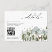 Waldland Evergreen Mountains Hochzeitdetails Begleitkarte (Vorderseite)