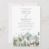 Waldland Evergreen Mountains Hochzeitseinladung Einladung (Vorderseite)