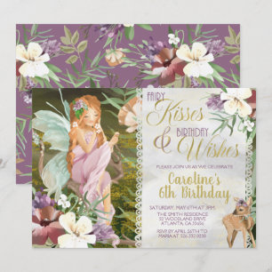 Waldland Fairy Birthday Einladung Wasserfarbe