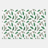 Waldland Fall Grün, Weiß & Gold Weihnachtsgeschenk Geschenkpapier Set (Vorderseite)