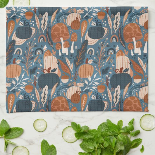 Waldland Fall Pumpkins Geschirrtuch (Gefaltet)