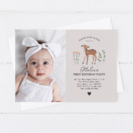Waldland Fawn Blume Foto Geburtstagseinladung Einladung