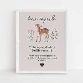 Waldland Fawn Blume Zeit Kapsel POster