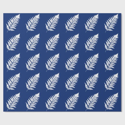 Waldland Fern 1, Kobalt Blau und Weiß Geschenkpapier (Flach)