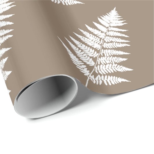 Waldland Fern 1, Taupe Tan und Weiß Geschenkpapier (Rolleneckpunkt)