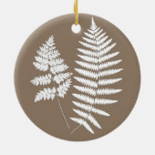 Waldland Fern Muster, Taupe Tan und Creme Keramik Ornament (Hinten)