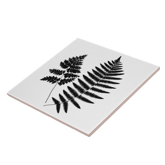 Waldland Fern, Schwarz und Weiß Fliese (Seite)