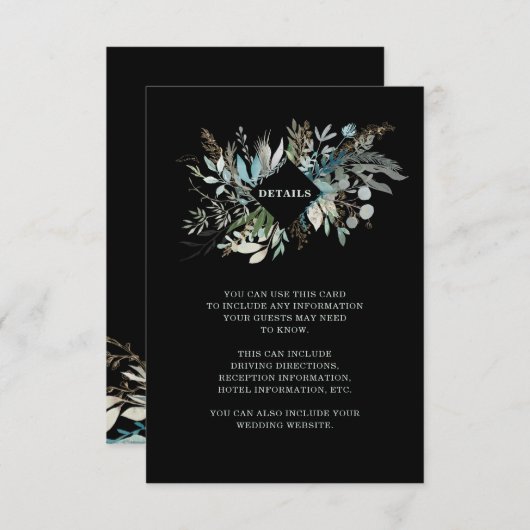 Wäldland-Foliage | Schwarze Gastdetails Begleitkarte (Vorne/Hinten)