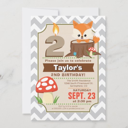 Waldland Fox zum Geburtstag Einladung (Vorderseite)