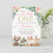 Waldland Geburtstagseinladung Wild One Einladung (Stehend Vorderseite)