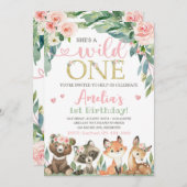 Waldland Geburtstagseinladung Wild One Einladung (Vorne/Hinten)