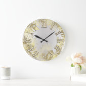 Waldland Golden Fern Foils Grau römische Zahl Große Wanduhr (Zuhause)