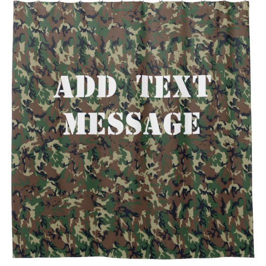 Waldland Green Camouflage Muster Duschvorhang (Vorderseite)