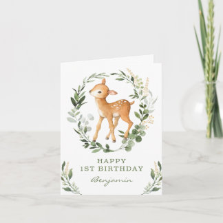 Waldland Grüne Gold Hirsche Happy Birthday Card Einladung