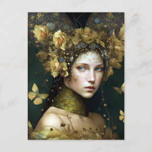 Waldland Grüne Märchen Fantasie Kunst Postkarte