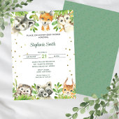 Waldland Grünpflanzen Wildtiere Kinderdusche Einladung