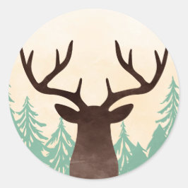 Waldland Hirsch Minze Grünbraun Umschlag Aufkleber